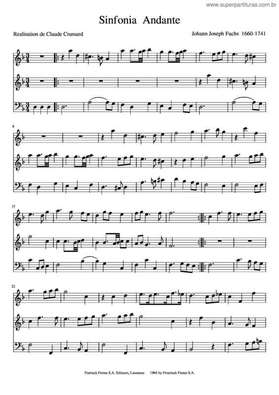 Partitura da música Sinfonia Andante