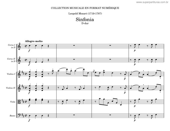 Partitura da música Sinfonia Burlesca – Leopold Mozart