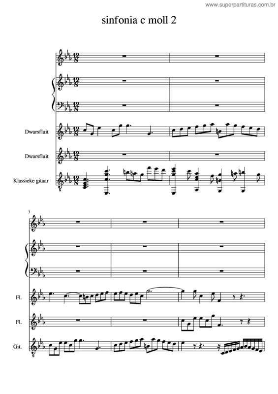Partitura da música Sinfonia C Minor