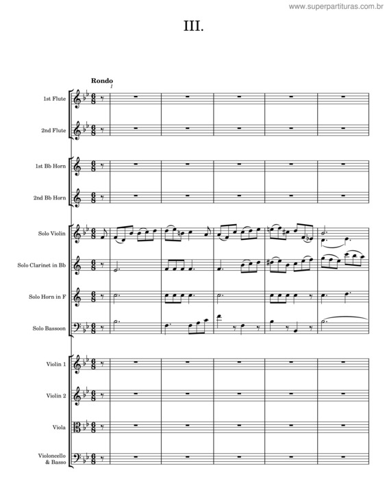 Partitura da música Sinfonia Concertante – Peter Von Winter v.3