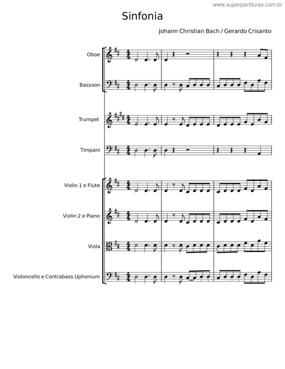 Partitura da música Sinfonia Concertante, W.C 34 – Johann Christian Bach