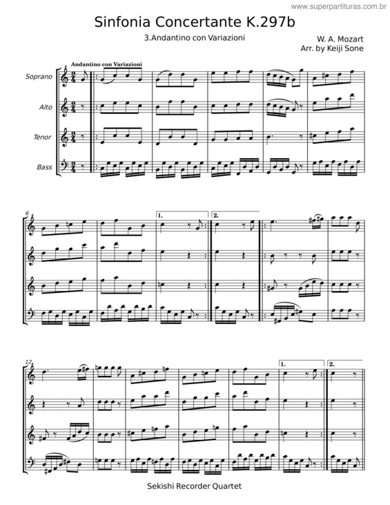 Partitura da música Sinfonia Concertante In E–Flat Major, K.297B/Anh.C 14.01 – Wolfgang Amadeus Mozart v.2