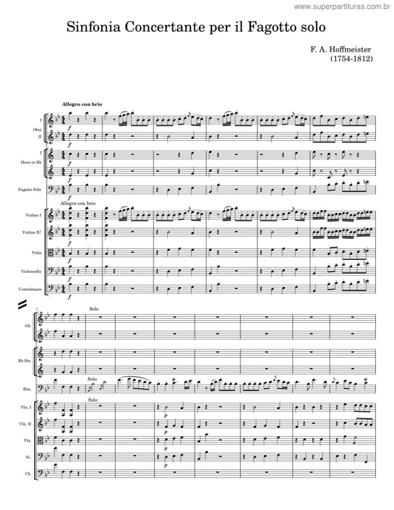 Partitura da música Sinfonia Concertante Per Il Fagotto Solo – F. A. Hoffmeister v.2