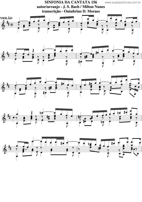 Partitura da música Sinfonia Da Cantata 156