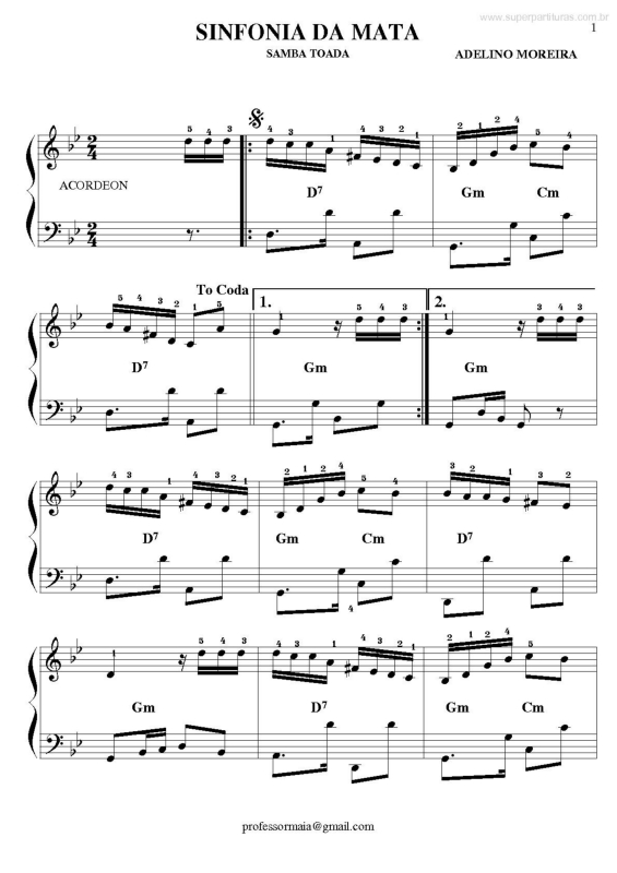 Partitura da música Sinfonia da Mata