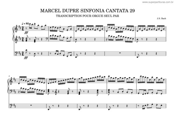 Partitura da música Sinfonia Dalla Cantata N.29 – Johann Sebastian Bach Marcel Dupre Sinfonia Cantata 29