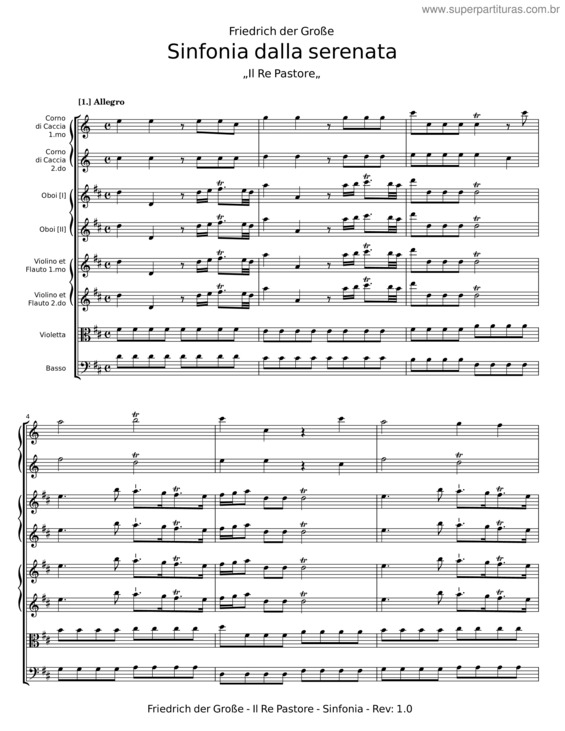 Partitura da música Sinfonia Dalla Serenata