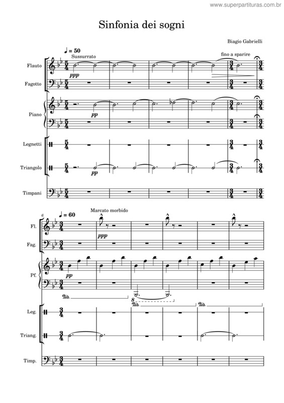 Partitura da música Sinfonia Dei Sogni