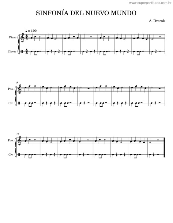 Partitura da música Sinfonía Del Nuevo Mundo – A. Dvorak