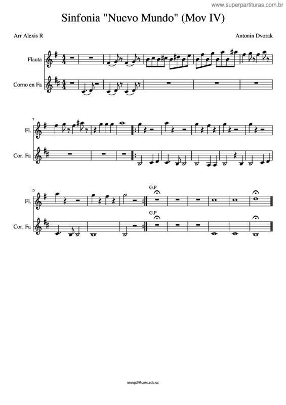 Partitura da música Sinfonía Del Nuevo Mundo – Anton Dvorák v.5