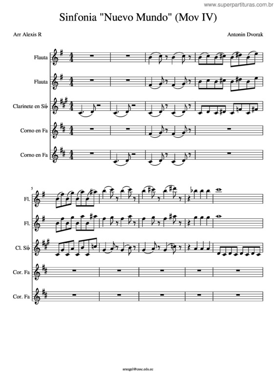 Partitura da música Sinfonía Del Nuevo Mundo – Anton Dvorák v.6