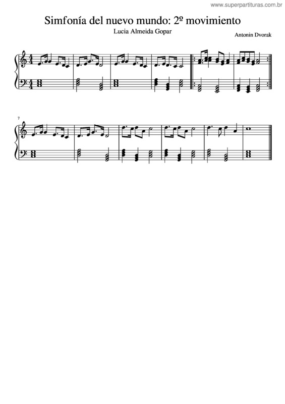 Partitura da música Sinfonia Del Nuevo Mundo v.2