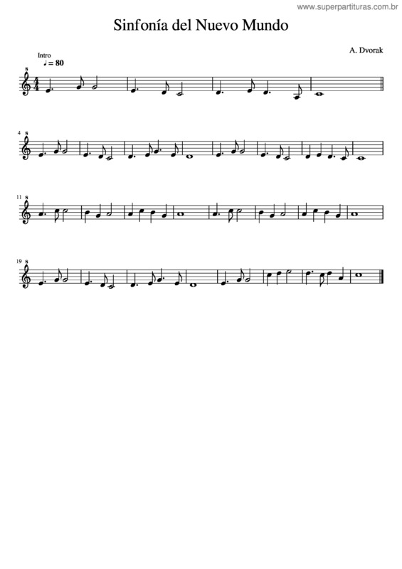 Partitura da música Sinfonía Del Nuevo Mundo v.4