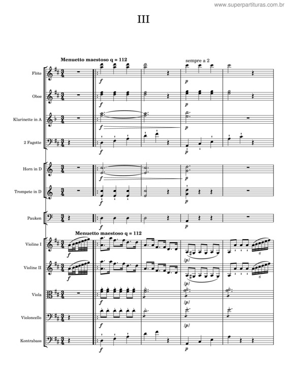 Partitura da música Sinfonia Di Caccia – Antonio Rosetti