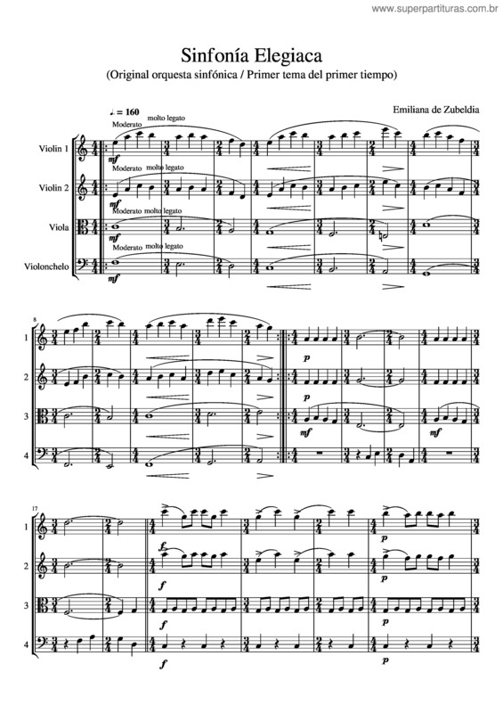 Partitura da música Sinfonía Elegiaca
