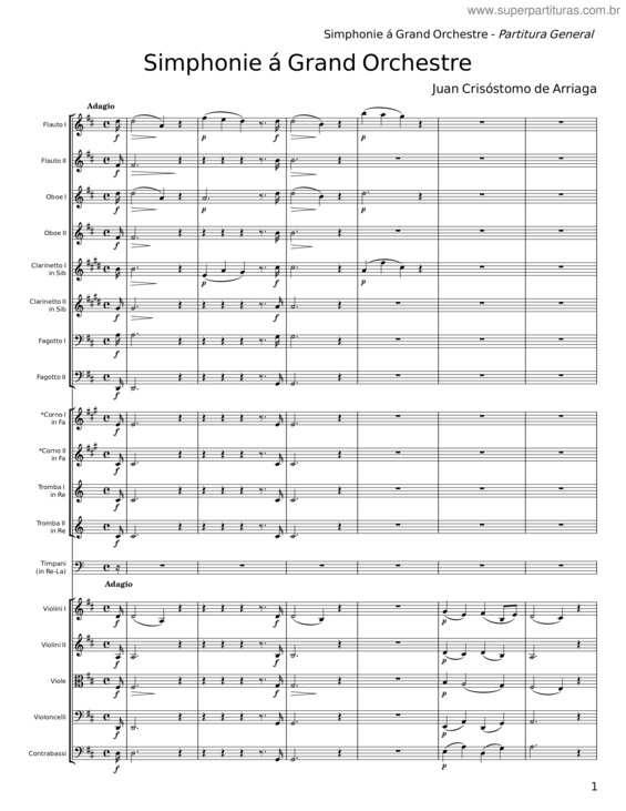 Partitura da música Sinfonía En Re Mayor – Juan Crisóstomo De Arriaga
