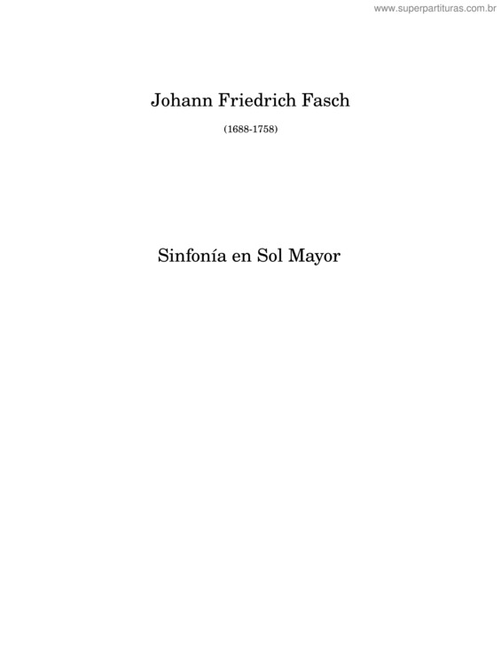 Partitura da música Sinfonía En Sol Mayor – Johann Friedrich Fasch
