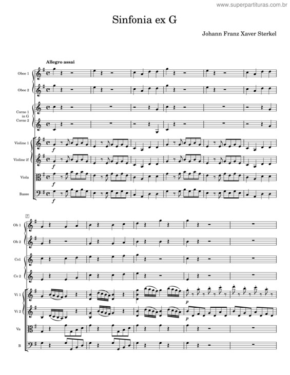 Partitura da música Sinfonia Ex G – Johann Franz Xaver Sterkel