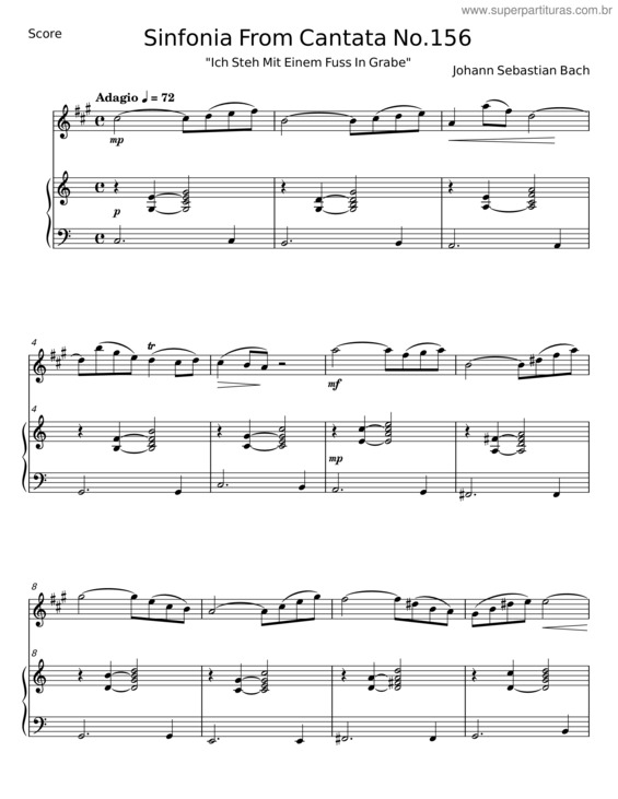 Partitura da música Sinfonia From Cantata No. 156 – Johann Sebastian Bach