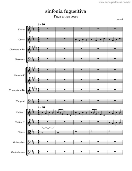 Partitura da música Sinfonia Fuguetiva