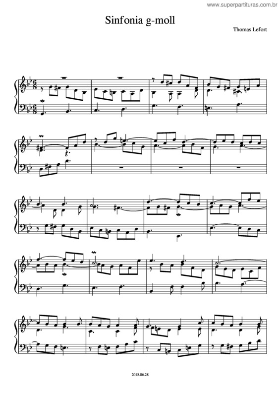 Partitura da música Sinfonia G–Moll
