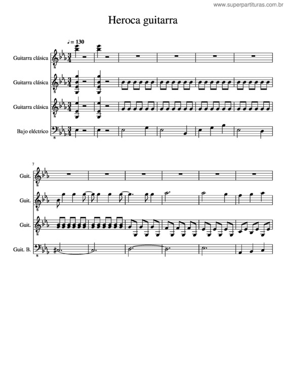 Partitura da música Sinfonia Heroica Guitarra Y Bajo