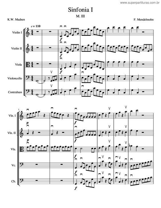 Partitura da música Sinfonia I Mendelssohn, M. Iii