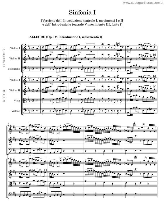 Partitura da música Sinfonia I v.2