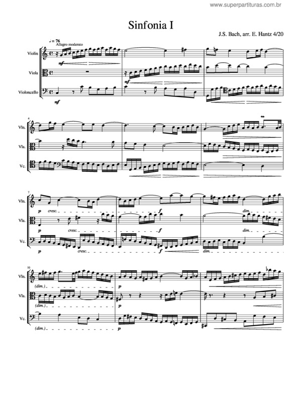 Partitura da música Sinfonia I