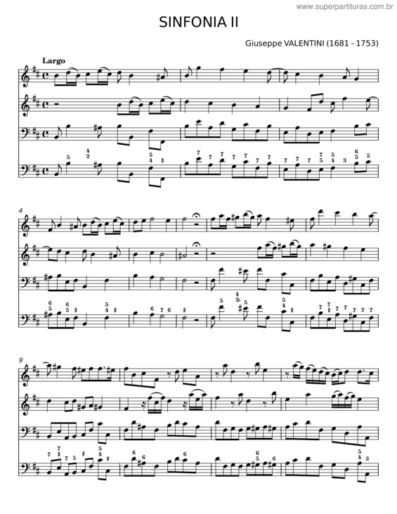 Partitura da música Sinfonia Ii – Giuseppe Valentini