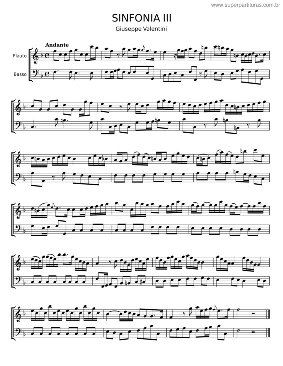 Partitura da música Sinfonia Iii – Giuseppe Valentini v.2