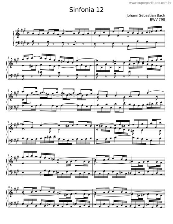 Partitura da música Sinfonia In A Major, Bwv 798 – Johann Sebastian Bach v.2
