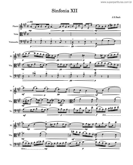 Partitura da música Sinfonia In A Major, Bwv 798 – Johann Sebastian Bach