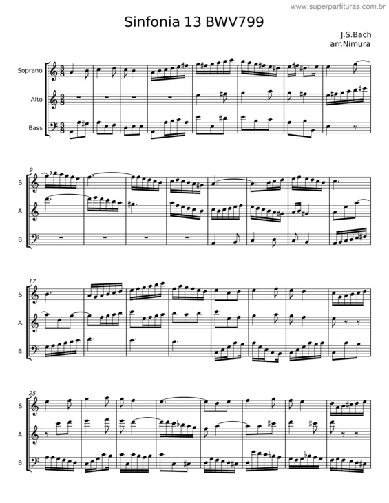 Partitura da música Sinfonia In A Minor, Bwv 799 – Johann Sebastian Bach v.2