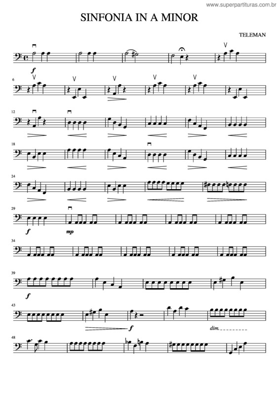 Partitura da música Sinfonia In A Minor For Chelo