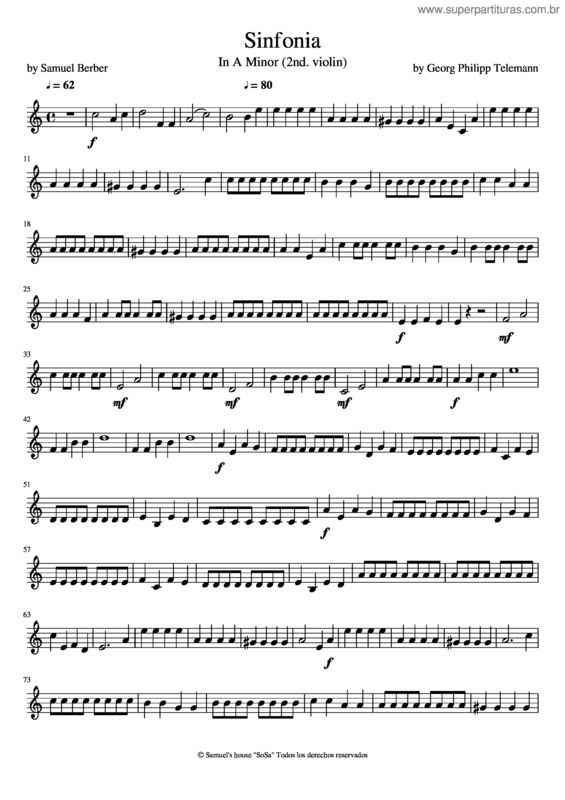 Partitura da música Sinfonia In A Minor