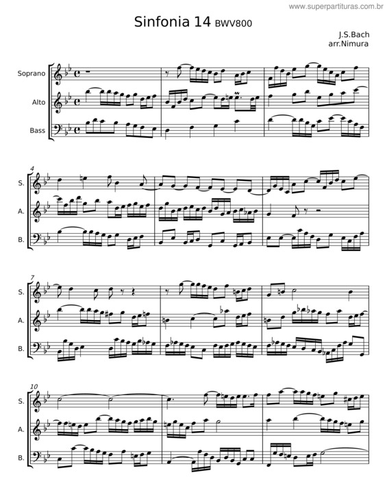 Partitura da música Sinfonia In B–Flat Major, Bwv 800 – Johann Sebastian Bach
