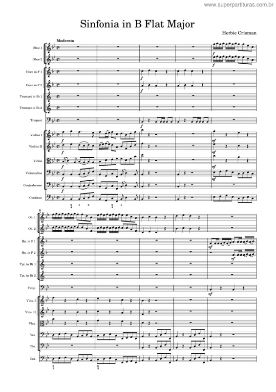 Partitura da música Sinfonia In B Flat Major