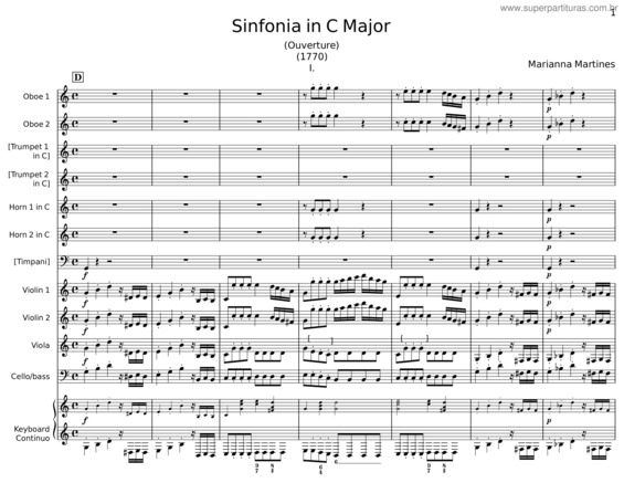 Partitura da música Sinfonia In C Major – Marianna Martines v.3