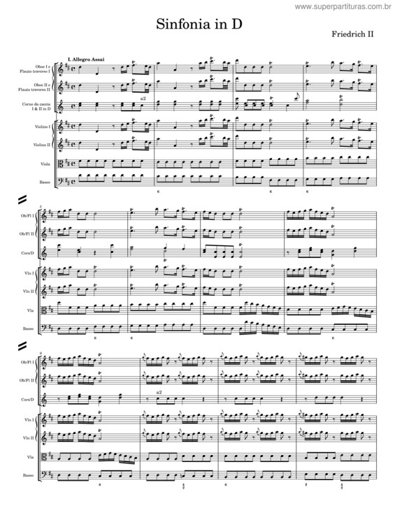 Partitura da música Sinfonia In D – Friedrich Ii
