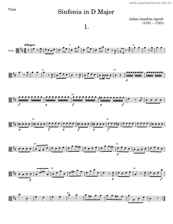 Partitura da música Sinfonia In D Major – Johan Joachim Agrell v.2