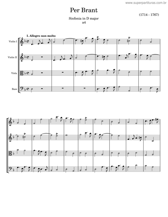 Partitura da música Sinfonia In D Major – Per Brant