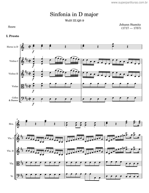 Partitura da música Sinfonia In D Major, Wols I. D–24 – Johann Stamitz v.2