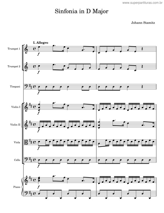 Partitura da música Sinfonia In D Major, Wols I. D–24 – Johann Stamitz