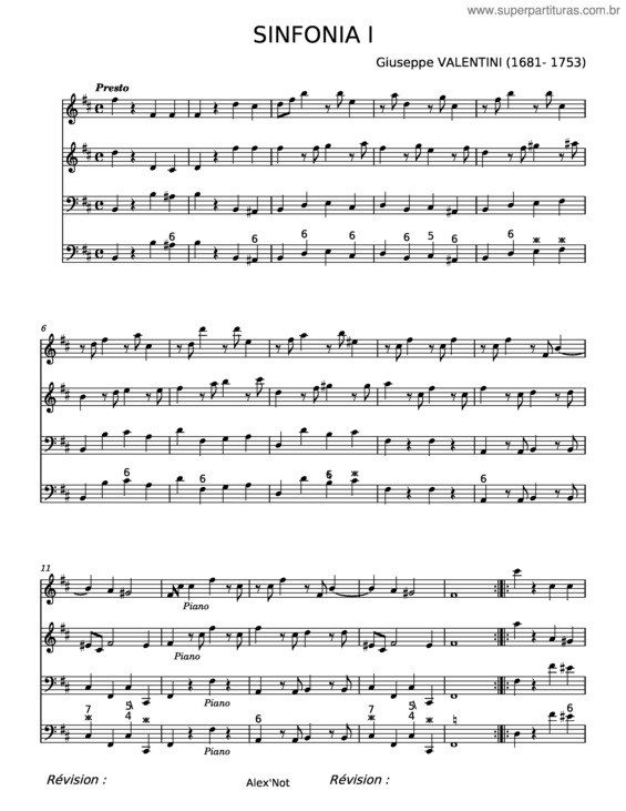 Partitura da música Sinfonia In D Minor – Giuseppe Valentini v.3