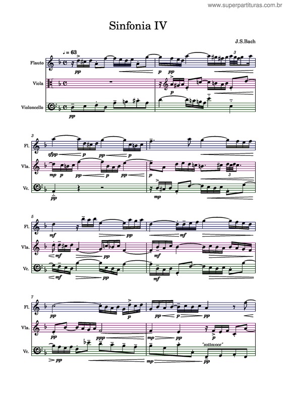 Partitura da música Sinfonia In D Minor, Bwv 790 – Johann Sebastian Bach