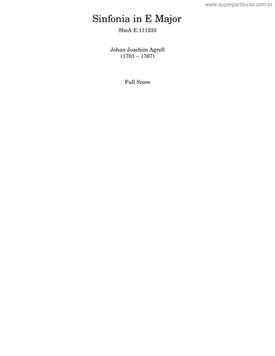 Partitura da música Sinfonia In E–Flat Major – Johan Agrell