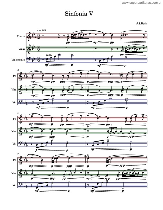 Partitura da música Sinfonia In E–Flat Major, Bwv 791 – Johann Sebastian Bach