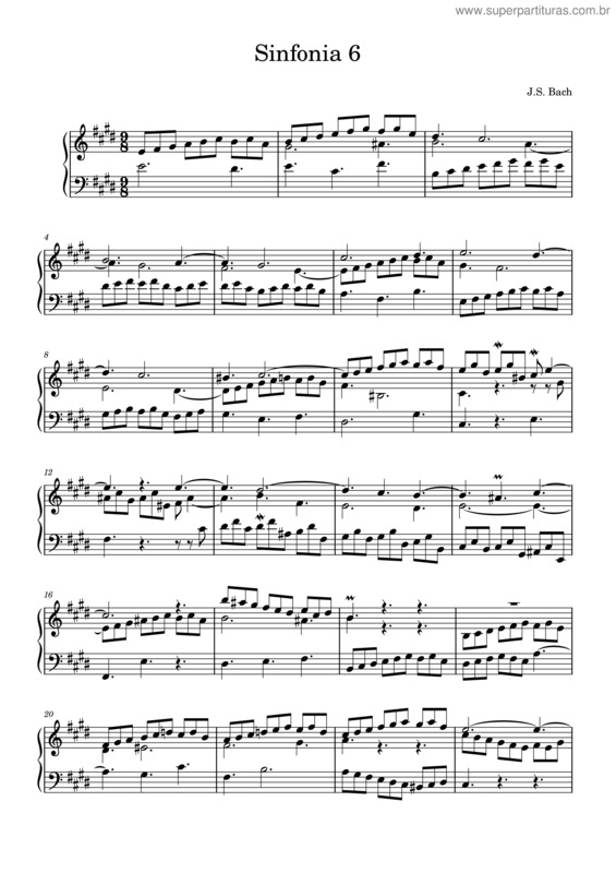 Partitura da música Sinfonia In E Major, Bwv 792 – Johann Sebastian Bach Sinfonia In E Major, Bwv 792