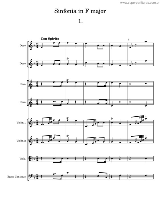 Partitura da música Sinfonia In F Major, Beri 10 – Johan Helmich Roman